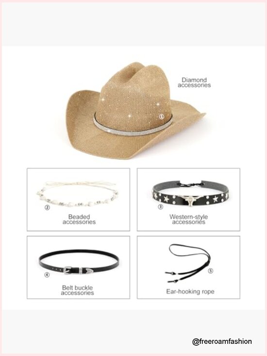 Sparkly Sequined Cowboy Hat with Thread Details for Parties main image 7